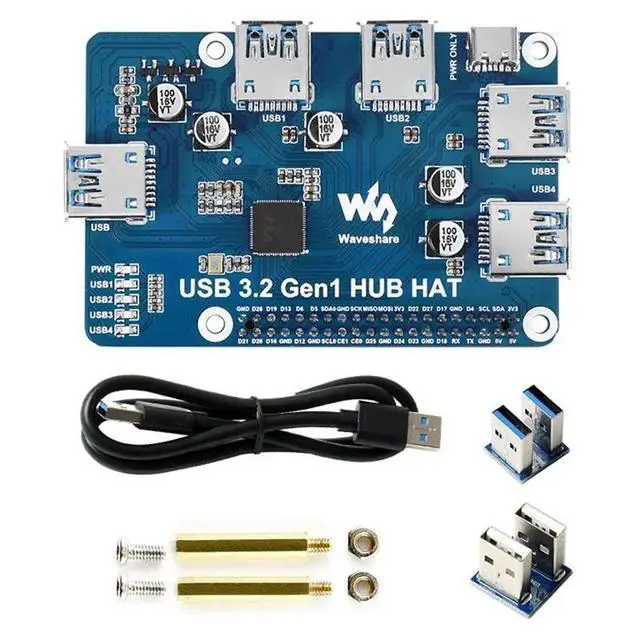 Alt view image 3 of 3 - USB 3.2 Gen1 HUB HAT for 4B 3B+ 3B 2B Zero W WH,4-Channel USB 3.0 Expansion Port, Driver-Free Plug&Play
