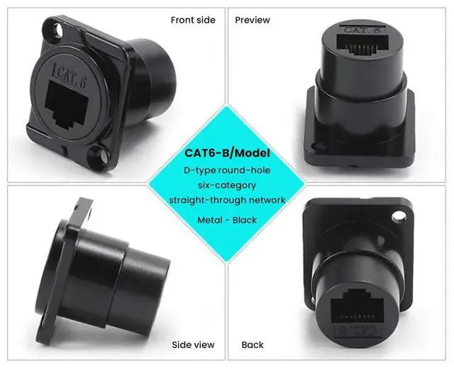 Main image of 10PCS D-Type RJ45 Coupler, Shielded RJ45 Panel Mount Connector, CAT6/CAT5E/CAT5 Female to Female LAN Network Bulkhead