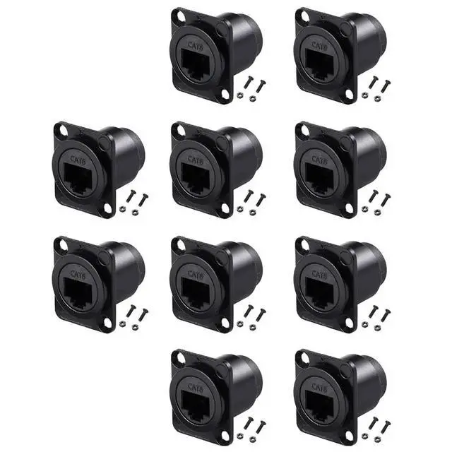 Alt view image 3 of 3 - 10PCS D-Type RJ45 Coupler, Shielded RJ45 Panel Mount Connector, CAT6/CAT5E/CAT5 Female to Female LAN Network Bulkhead
