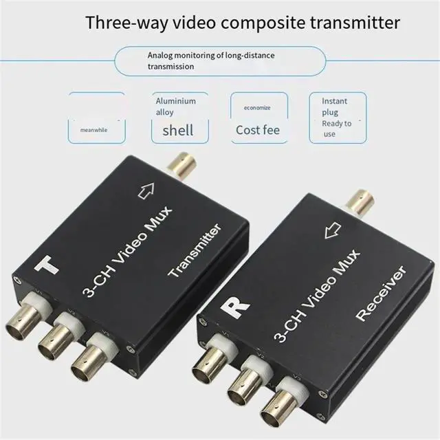 Alt view image 3 of 3 - 3-Way Video Multiplexer, Analog Surveillance Signal One-To-Three Overlay, Multi-Channel Camera One-Line Communication