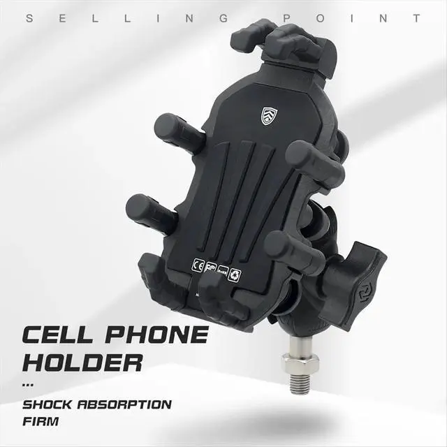 Alt view image 3 of 3 - Motorcycle Fork Stem Phone Mount with Vibration Dampener, Adjustable Motorcycle Cellphone Holder Mount - M10