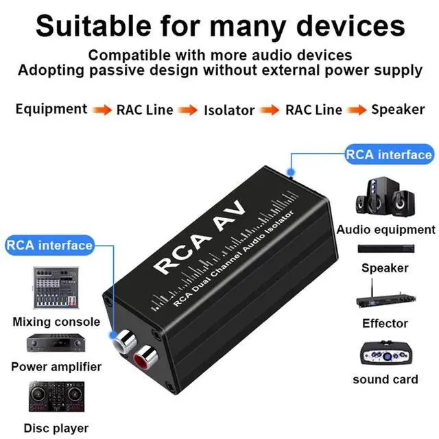 Alt view image 2 of 3 - Audio Noise Filter Ground Loop Isolator for Hum Static Car Home Stereo System Car Audio Filter