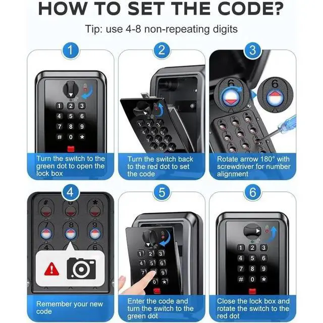 Alt view image 2 of 3 - Weatherproof Wall-Mounted Key Lock Box, 12 Digit Combination Lock Box For Keys With Code, Large Capacity Outdoor Lockbox