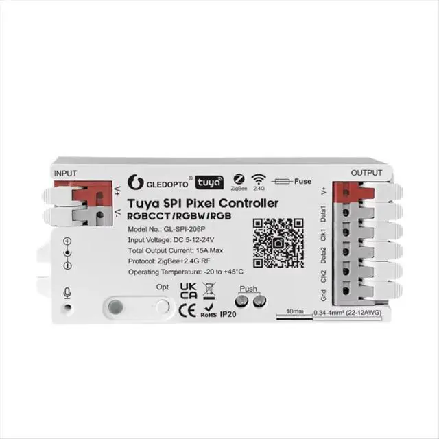 Alt view image 2 of 3 - Tuya SPI Pixel LED Controller RGBCCT RGBW RGB Dynamic Light Sync with for Smart Life, Assistant, -206W