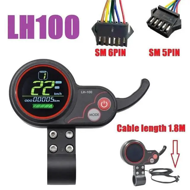 Alt view image 3 of 3 - LH100 LCD Display Dashboard 24V-60V Throttle Meter for /Ebike Speedometer(SM Plug 5PIN)