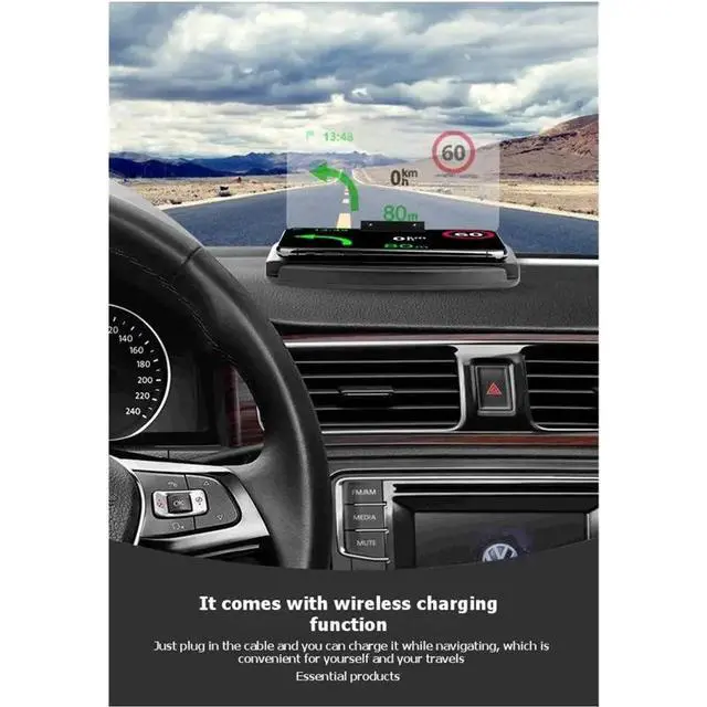 Alt view image 2 of 3 - Mobile Phone Holder HUD Car Navigation Projector Adjustable Dashboard Display Mount Suitable For Smartphones Charging