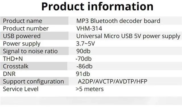 Alt view image 2 of 3 - VHM-314 Bluetooth Audio Receiver Board Bluetooth 5.0 MP3 Lossless Decoder Board Stereo Music Module 30Pcs