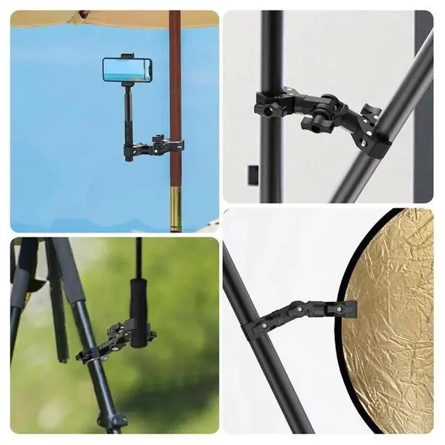 Main image of Double Clamp Mount Bracket Magic Arm Clamp For Gopro Insta 360 Camera Monitor Led Light Selfie Stick Motorcycle Bracket