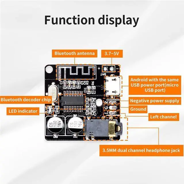 Alt view image 3 of 3 - VHM-314 Bluetooth Audio Receiver Board Bluetooth 5.0 MP3 Lossless Decoder Board Stereo Music Module 30Pcs