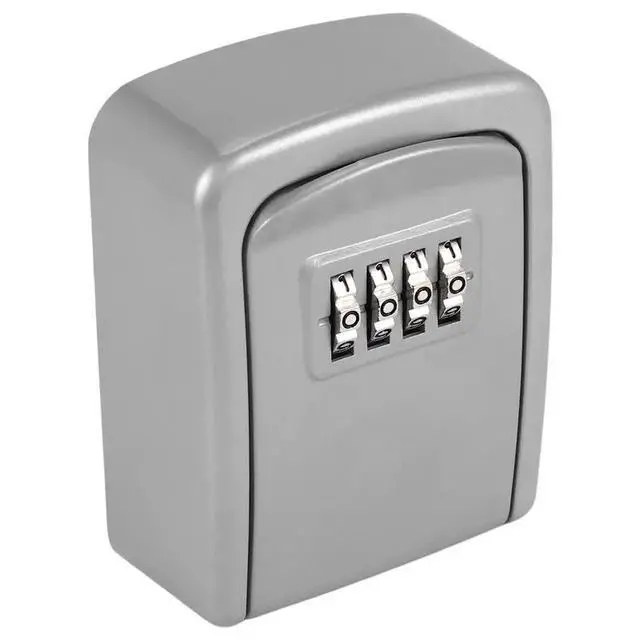 Alt view image 2 of 3 - 3X Key Lock Box Wall Mounted 4 Digit Combination Lock Box For House Key Weatherproof Security Key Lock Box Silver