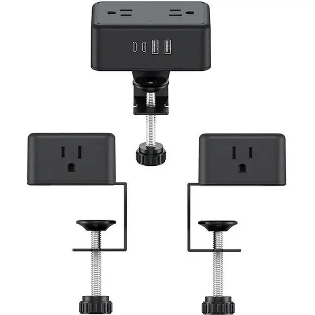 Alt view image 3 of 3 - Power Strip Adjustable Clamp 4 AC Outlets 2 USB A 2 USB C Port 20W Fast For Electronics, US Plug Product