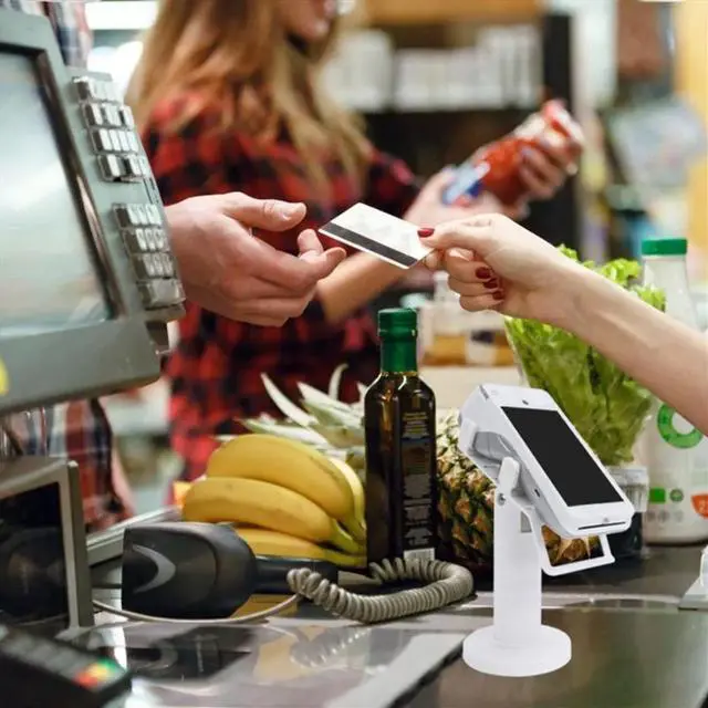 Alt view image 2 of 3 - Universal Pos Machine Desktop Stand Rotatable POS Cashiers Holder Rack Display Bracket for Supermarket Restaurant White