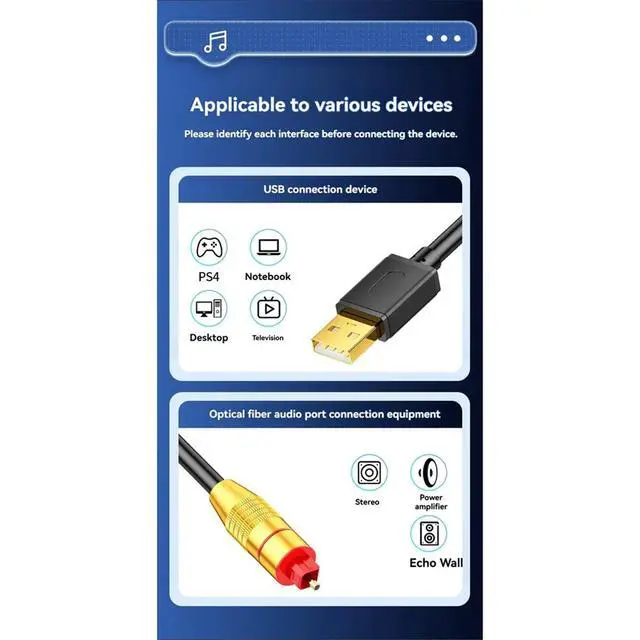Alt view image 2 of 3 - USB to Optical SPDIF Converter Analog to Digital Sound Adapter for Enhances Sound Optical Cable for HDTV Gaming Consoles