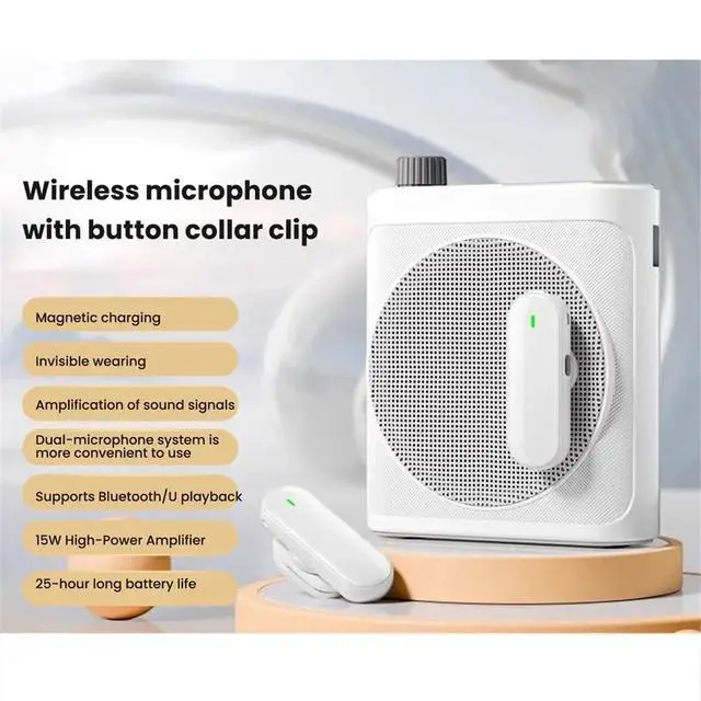 Alt view image 2 of 3 - Magnetic Clip-on Voice Amplifier with Clip-on Microphone Speaker Suitable for Teachers Speech Guide