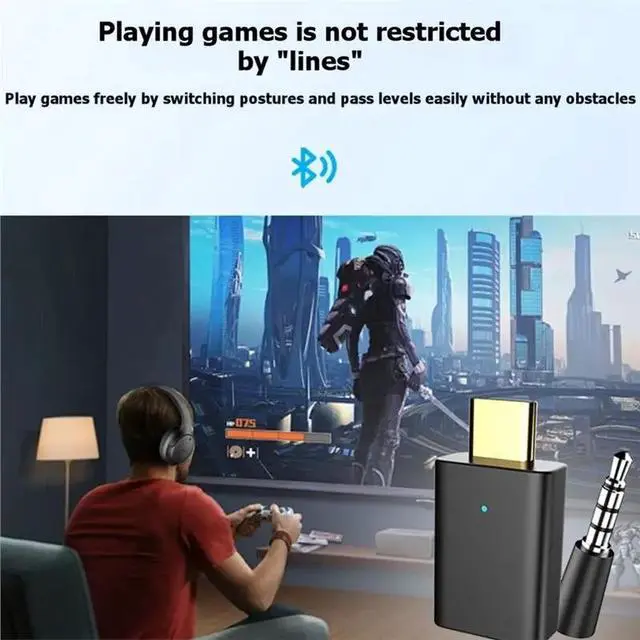 Alt view image 3 of 3 - For PC TV Auracast Compatible LE Audio USB C Adapter Aptx-LL HD Bluetooth 5.4 Stereo Music Transmission Tra