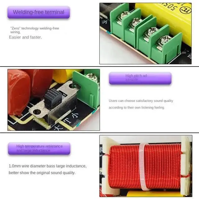 Main image of 2Pcs -250 250W 2 Way Frequency Divider Tweeter Crossover Filter DIY Speaker Filter Circuit Home Sound Theater