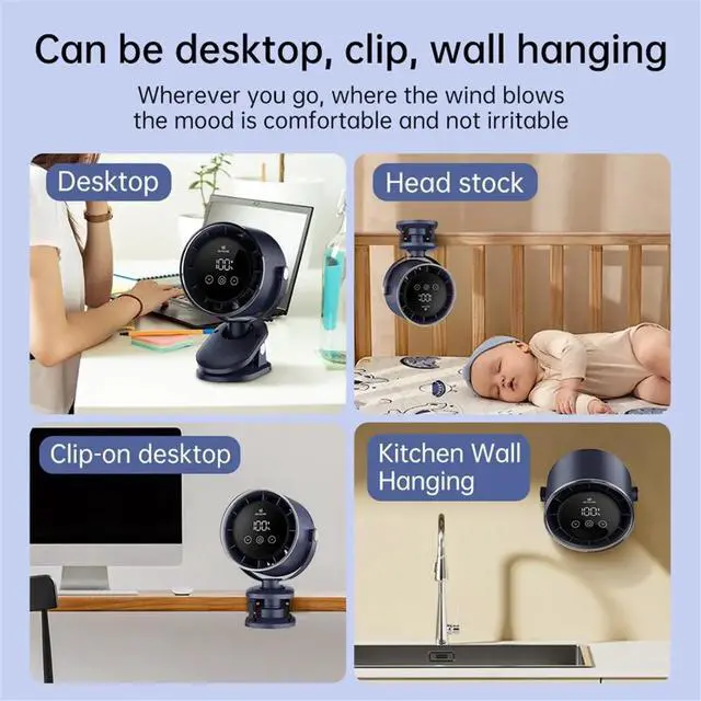 Alt view image 2 of 3 - Rechargeable Clip on 360° Rotate Quiet Turbo Desk Fan for Stroller Bed Travel Camping,Strong Wind, USB Operated