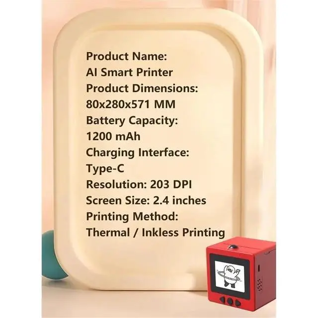 Alt view image 2 of 3 - Sticker Maker for Kids,AI Voice-Activated Label Printer with Display,Inkless Thermal Printer,AI Thermal Printer