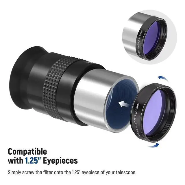 Alt view image 2 of 3 - 1.25 Inch Telescope Moon Filter CPL Filter 5 Color Eyepiece Filters Set for Lunar Planetary Observation Skywatching