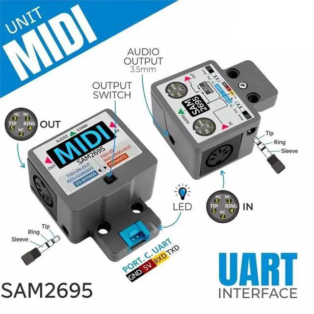 Alt view image 2 of 3 - Audio Processing 3.5 Interface For M5stack MIDI Unit Serial Port To MIDI Unit SAM2695