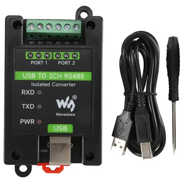 Alt view image 2 of 6 - USB to 2 Channel RS485 Industrial Grade Isolated Converter FT2232HL Support Wall and Din Rail