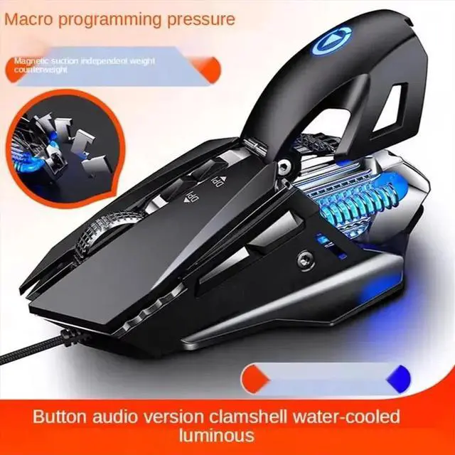 Alt view image 3 of 3 - G10 USB Wired Macro Programming Gaming Mouse Colorful Water-Cooled Light 7200 DPI with LED Backlight 7 Button Black