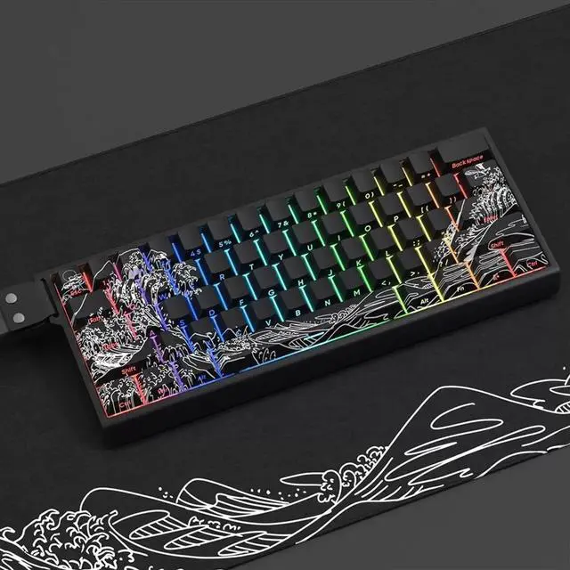 Main image of -E Gradient Keycap PBT Personalized Side Carving Semi Transparent for 60/84/98/108 Mechanical Keyboard Black