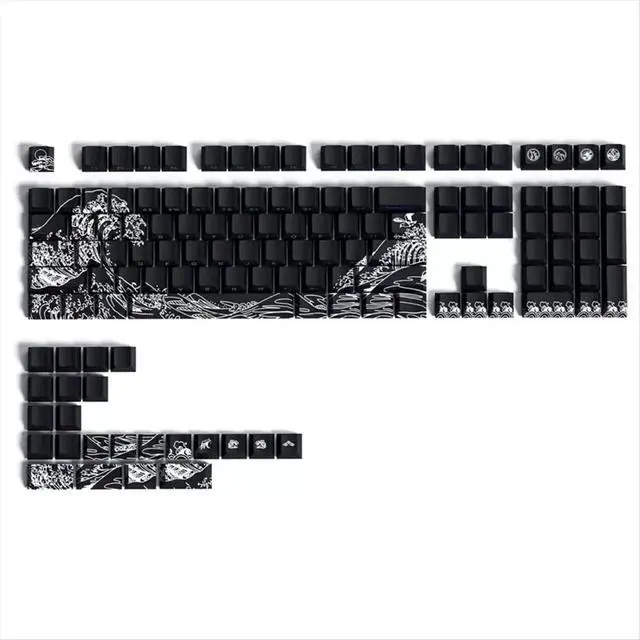 Alt view image 2 of 3 - -E Gradient Keycap PBT Personalized Side Carving Semi Transparent for 60/84/98/108 Mechanical Keyboard Black