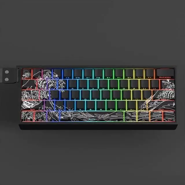 Alt view image 3 of 3 - -E Gradient Keycap PBT Personalized Side Carving Semi Transparent for 60/84/98/108 Mechanical Keyboard Black