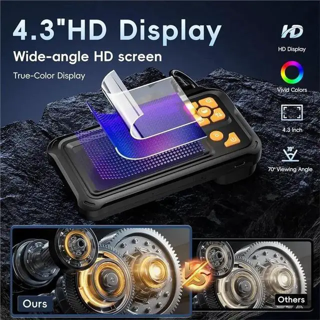 Alt view image 3 of 3 - Endoscope Camera With Light 1080P HD Borescope Inspection Camera With LED Lights 4.3" Screen 5M Semi-Rigid Cable