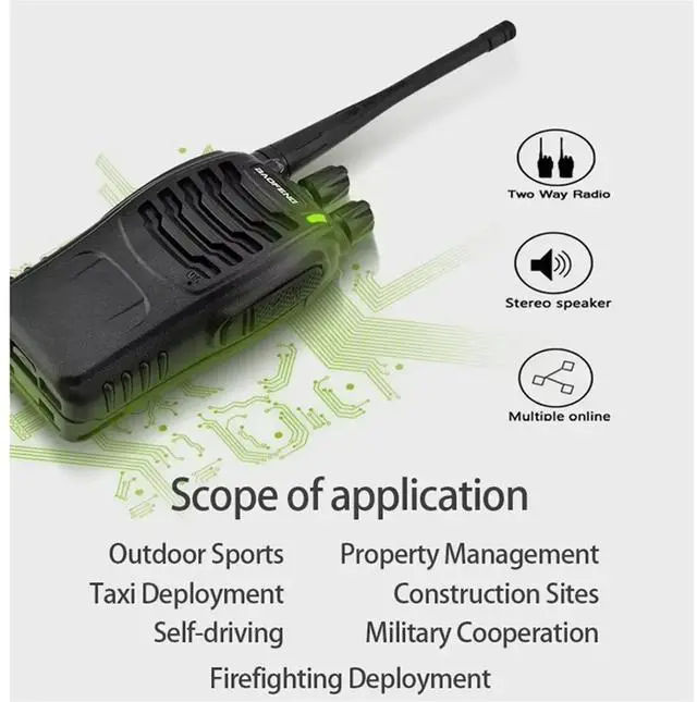 Main image of 2Pcs -888S Walkie Talkie Two-Way Radio Set 888s UHF 400-470MHz 16CH Walkie-Talkie Radios