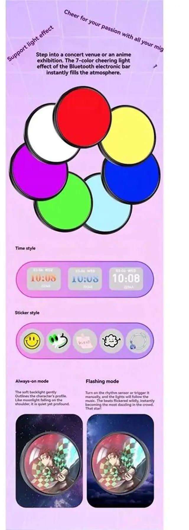 Main image of Electronic Badges 1.85 Inches LCD Touch Screen Animes Pin Can Uploading Photos GIFs and Videos Gift for Fan