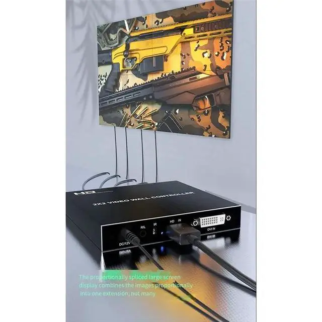 Alt view image 2 of 3 - Video Wall Controller TV Splicing Box 1X2 1X3 1X4 -Compatible 4 Screen Splicer Edge Adjustment RS232