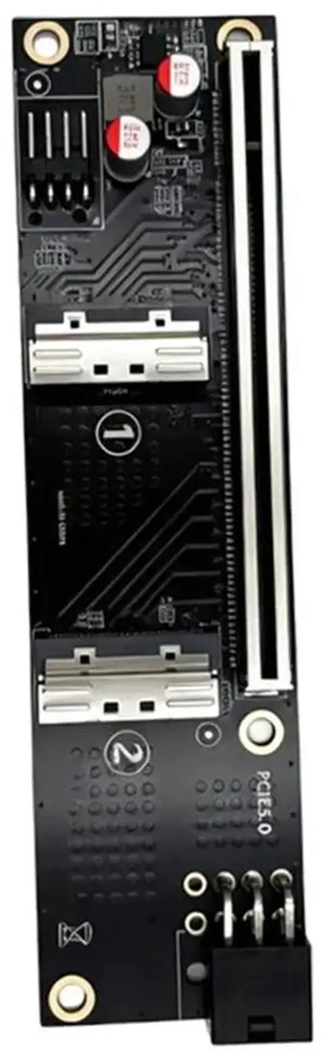 Main image of 2 Port MCIO 5.0 to PCI-E 5.0 X16 Adapter Card with GPU 6Pin Power Port for Graphics Card Server