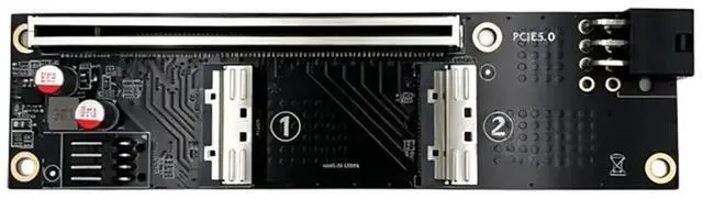 Alt view image 3 of 6 - 2 Port MCIO 5.0 to PCI-E 5.0 X16 Adapter Card with GPU 6Pin Power Port for Graphics Card Server