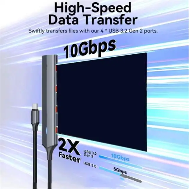 Alt view image 2 of 3 - USB C 3.2 Gen2 Hub to 4 Type C Adapter Aluminum Alloy Cooling 10Gbps USB C HUB Splitter for Phone PC Laptop