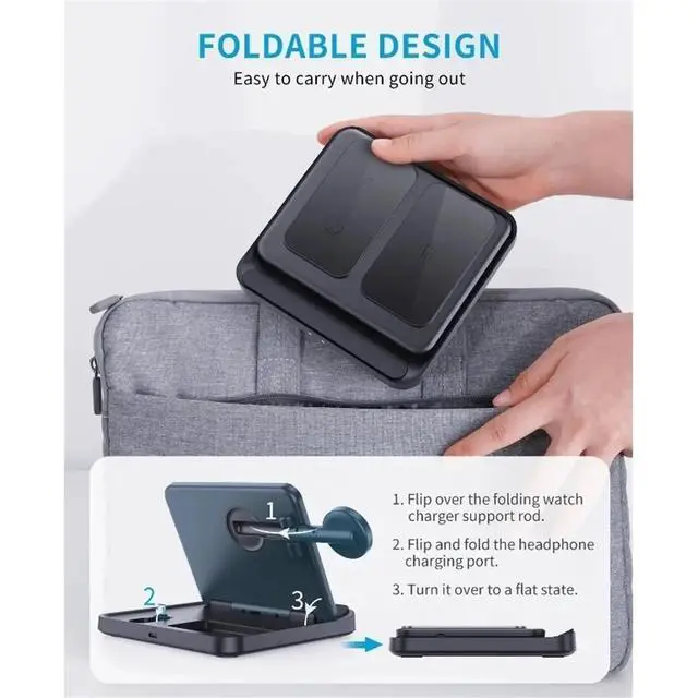 Alt view image 2 of 3 - Foldable Charger for Z Fold 7 6 for Galaxy S24 S25 Ultra Charger Stand