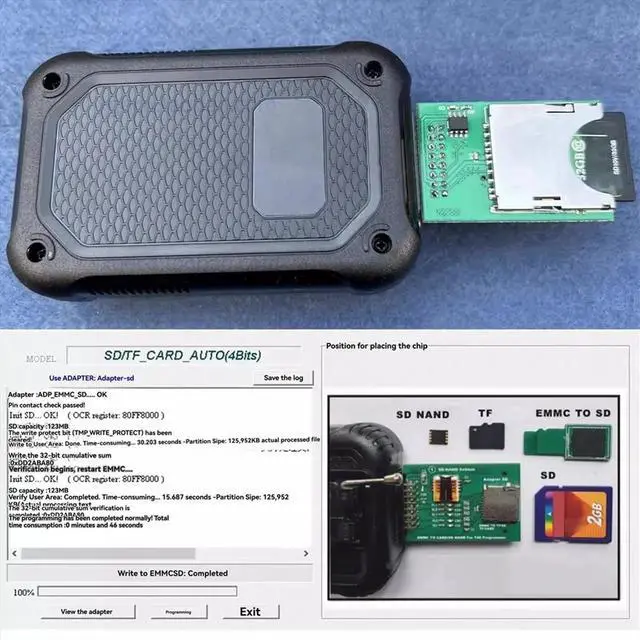 Alt view image 2 of 3 - EMMC SD Adapter for T48 Programmer Support Reading and Writing SD / TF Card EMMC NAND Chip