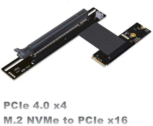 Main image of PCIe 4.0 M.2 NVME to X16 Riser Cable 90° Turn Graphics Card Extender for M.2 NVMe Key-M SSD Extension Gen4x4 M43UF
