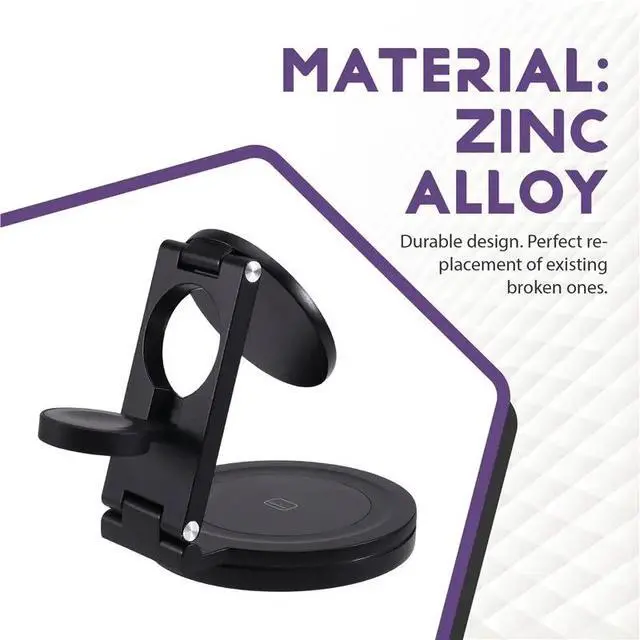 Alt view image 3 of 3 - Foldable 3In1 Charging Station 360° Rotation, Magnetic 15W For 12-17,For Watch& For
