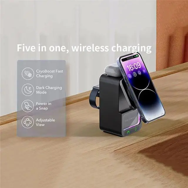 Alt view image 2 of 3 - 15W 5 In 1 Magnetic Night Lights Bluetooth Speaker For Iwatch Fast Charging Dock Station