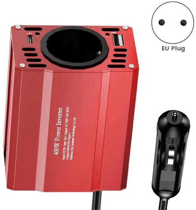 Alt view image 2 of 3 - DC12V to AC 220V 50HZ Modified Wave Inverter Solar Car Power 400W Voltage Converter TYPE-C USB EU