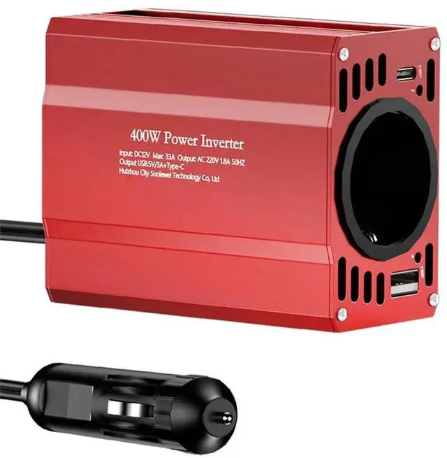 Alt view image 3 of 3 - DC12V to AC 220V 50HZ Modified Wave Inverter Solar Car Power 400W Voltage Converter TYPE-C USB EU