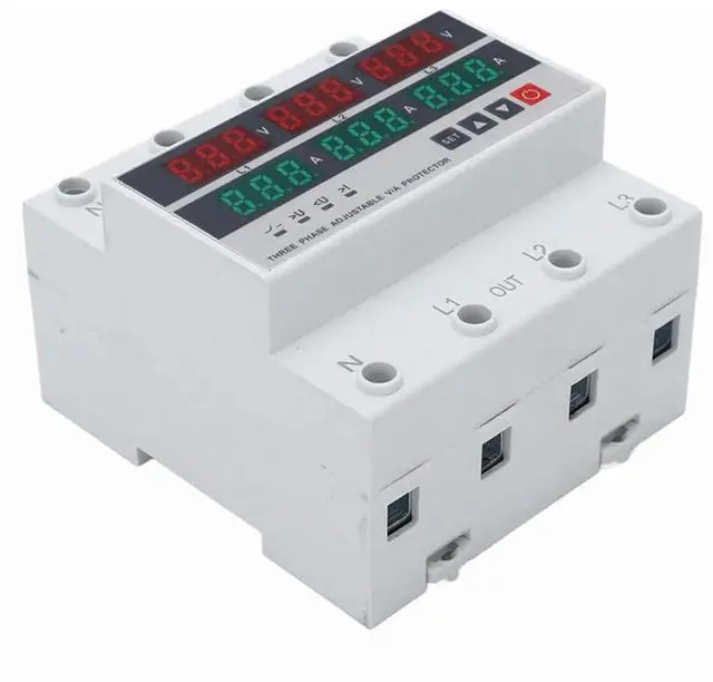 Main image of 3 Phase Din Rail Voltage and Current Monitoring Relay with Adjustable Settings 100A