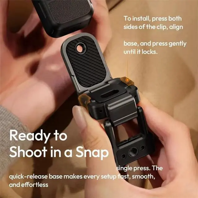 Alt view image 3 of 3 - PK16 Magnetic Quick Release Base for Pocket 3 1/4" Screw 270° Adjustable Action Cameras Holder