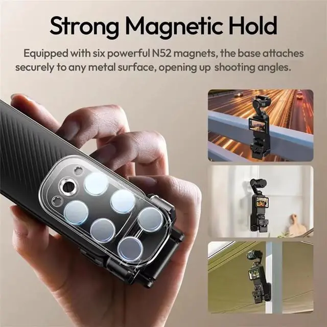 Alt view image 2 of 3 - PK16 Magnetic Quick Release Base for Pocket 3 1/4" Screw 270° Adjustable Action Cameras Holder