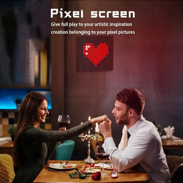 Alt view image 2 of 3 - LED Pixel APP Cellphone Control Display 16x16 Programmable Night Light LED Screen Pixel Screen Bedside Light UK Plug