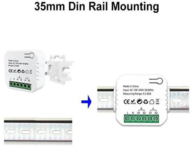 Alt view image 2 of 3 - Tuya Smart Zigbee Energy Meter 2 Way Bidirectional With Current Sensor Clamp App Monitor Power 100-240VAC,2 Channels 2CT Du