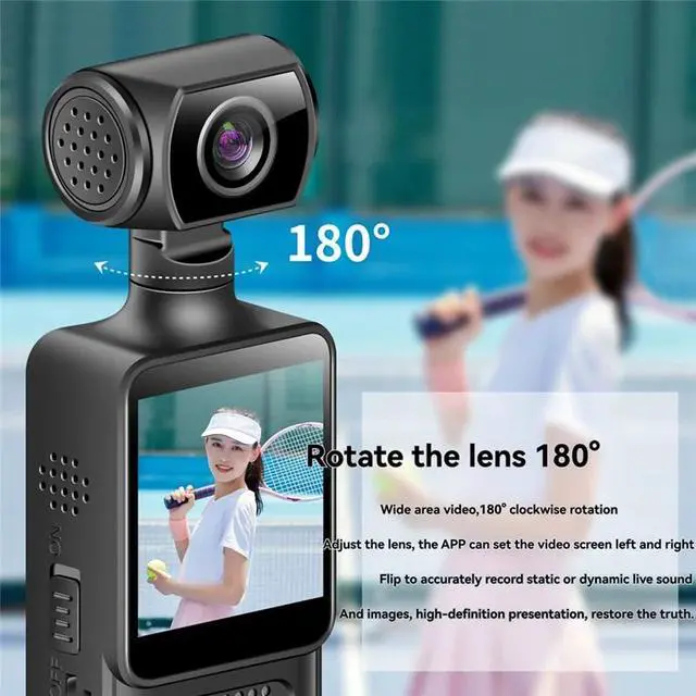 Alt view image 2 of 3 - 2K Protable Digital Camera Body Worn Camera 180 Degrees Rotate Bike Driver Recorder Camera Driver Recorder