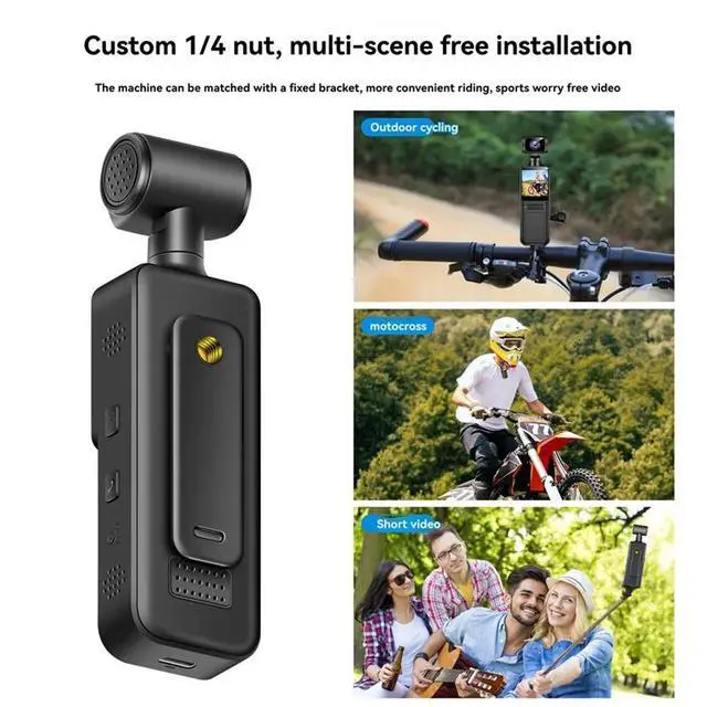 Alt view image 3 of 3 - 2K Protable Digital Camera Body Worn Camera 180 Degrees Rotate Bike Driver Recorder Camera Driver Recorder